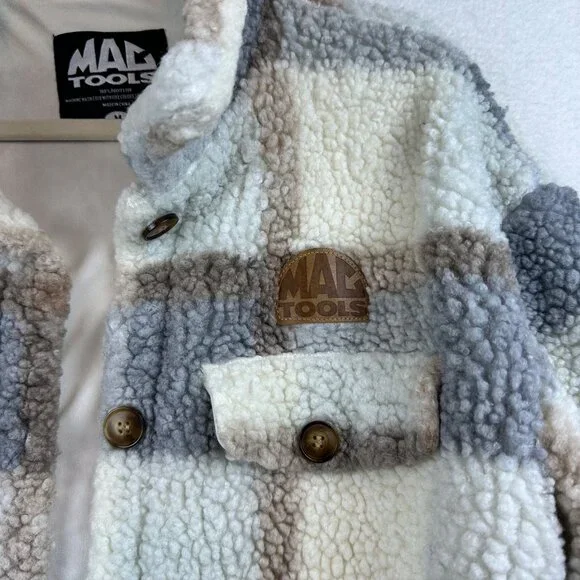 MAC Tools Plaid Sherpa Shacket Mens Medium Workwear Camping Outdoors Cabin - Picture 4 of 15